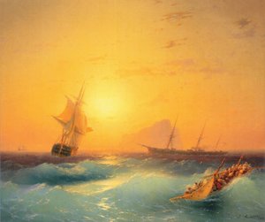 Navires américains au large du rocher de Gibraltar - Ivan Konstantinovich Aivazovsky